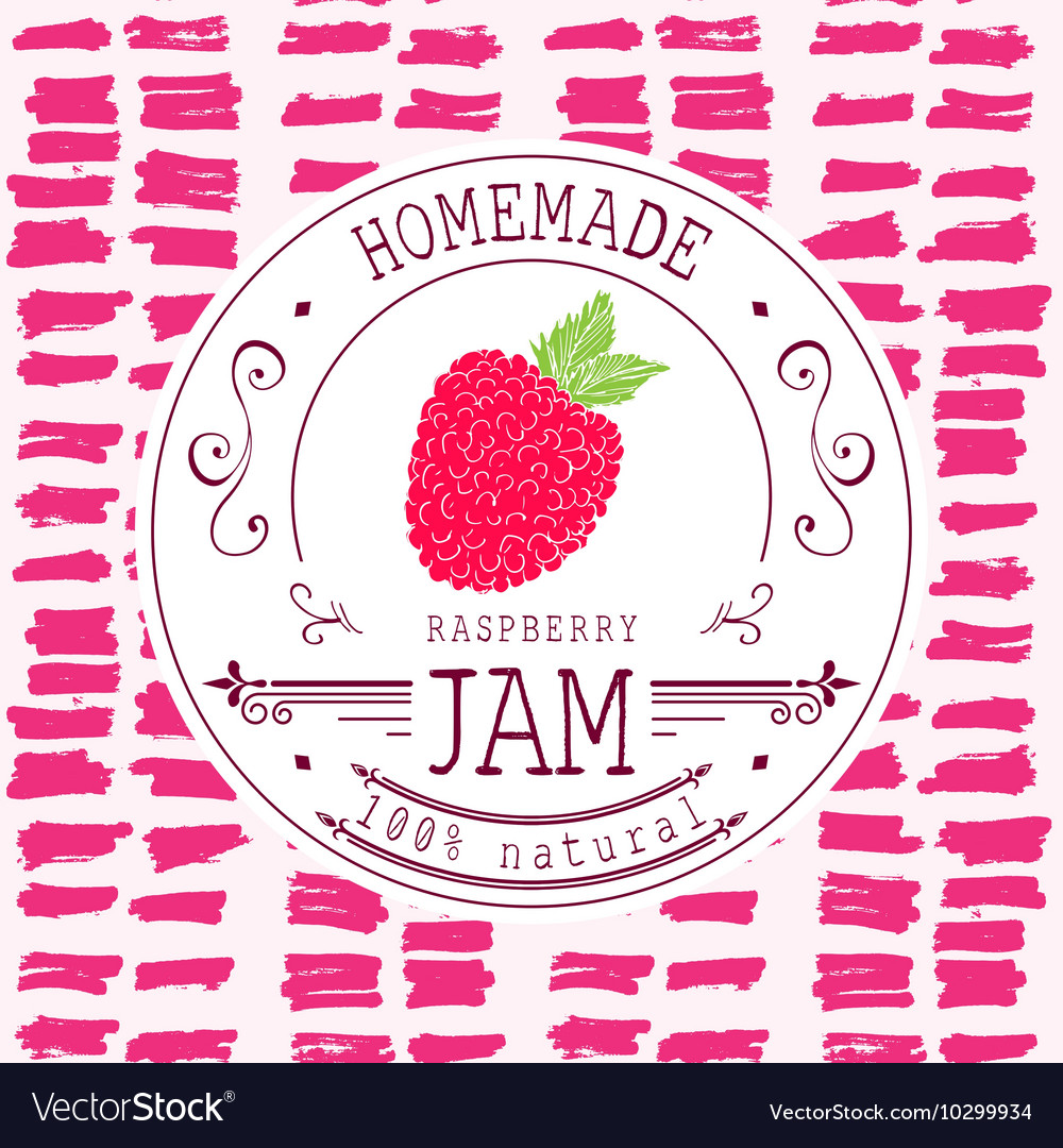 Jam label design template for raspberry dessert