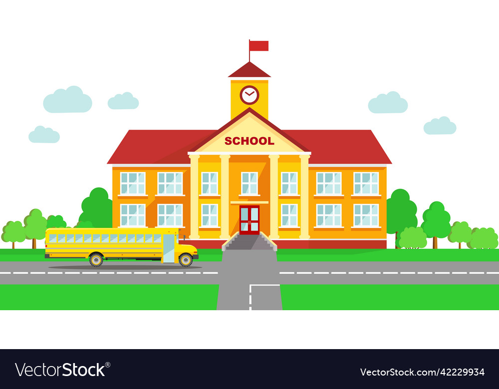 Panoramic background with school building Vector Image