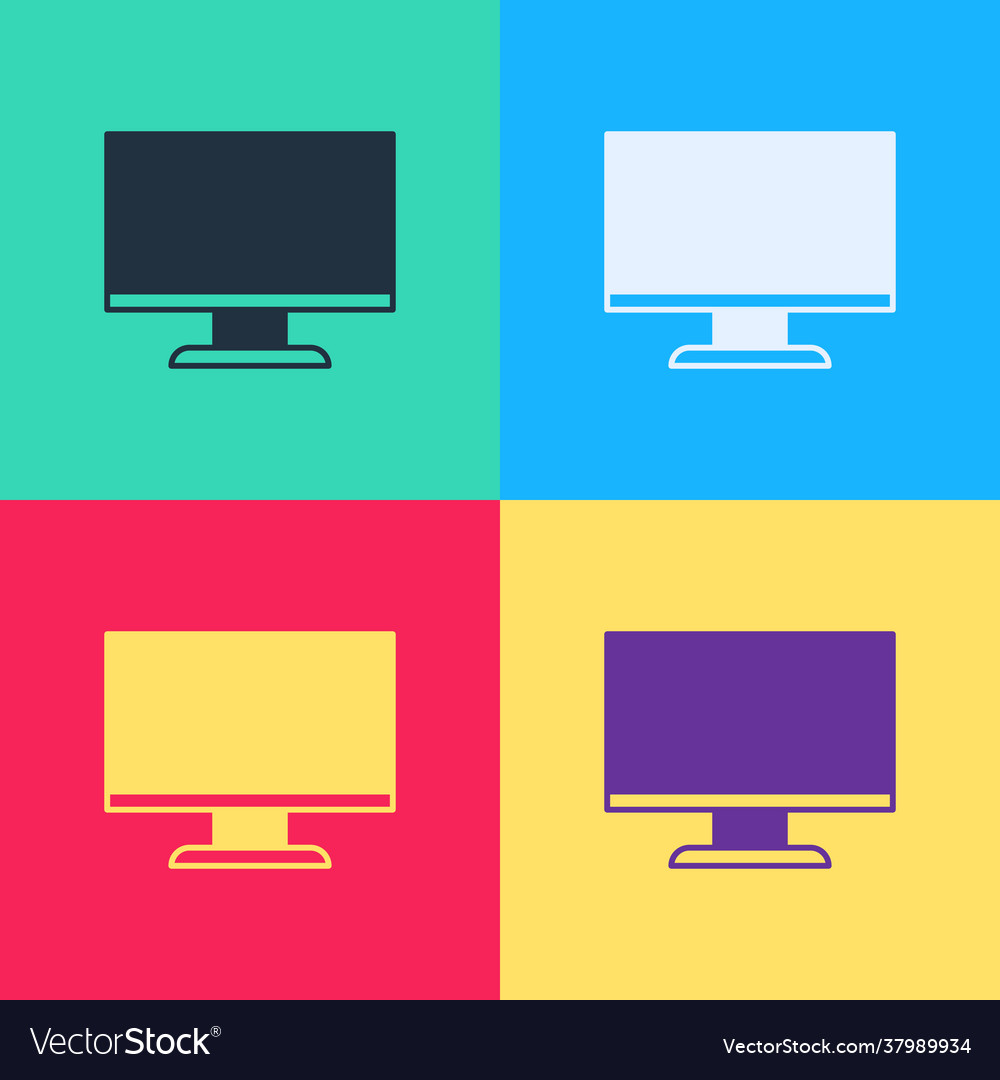 Pop art computer monitor screen icon isolated vector image Pop art computer monitor screen icon isolated