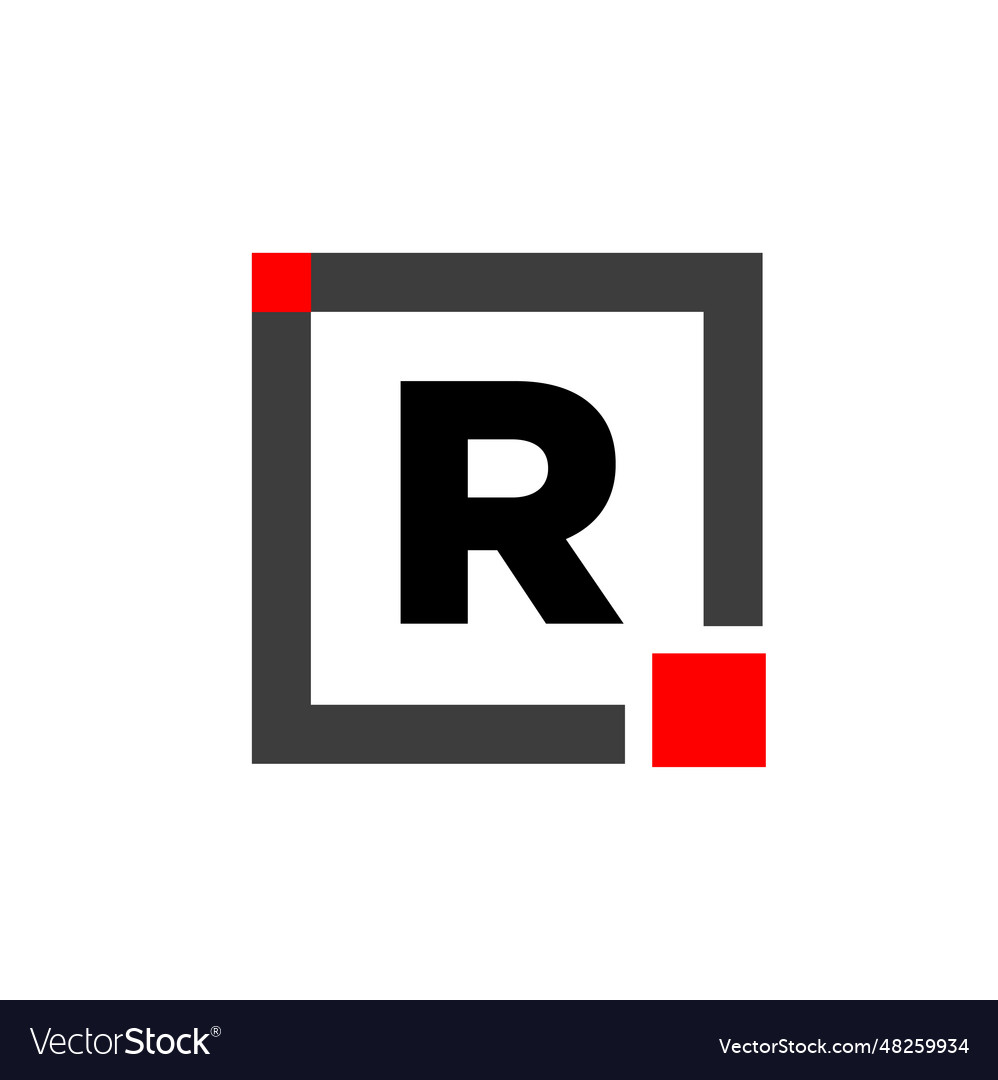 R company name monogram with red square dot icon vector image R company name monogram with red square dot icon