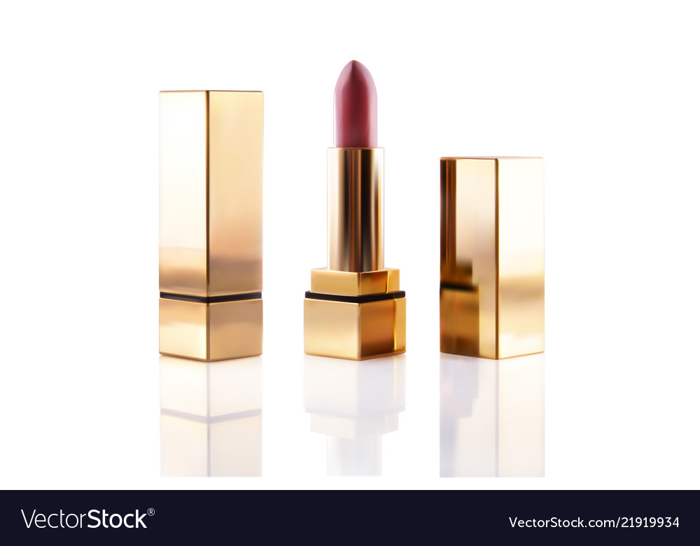Realistic lipstick cosmetic makeup mockup set Vector Image Realistic lipstick cosmetic makeup mockup set