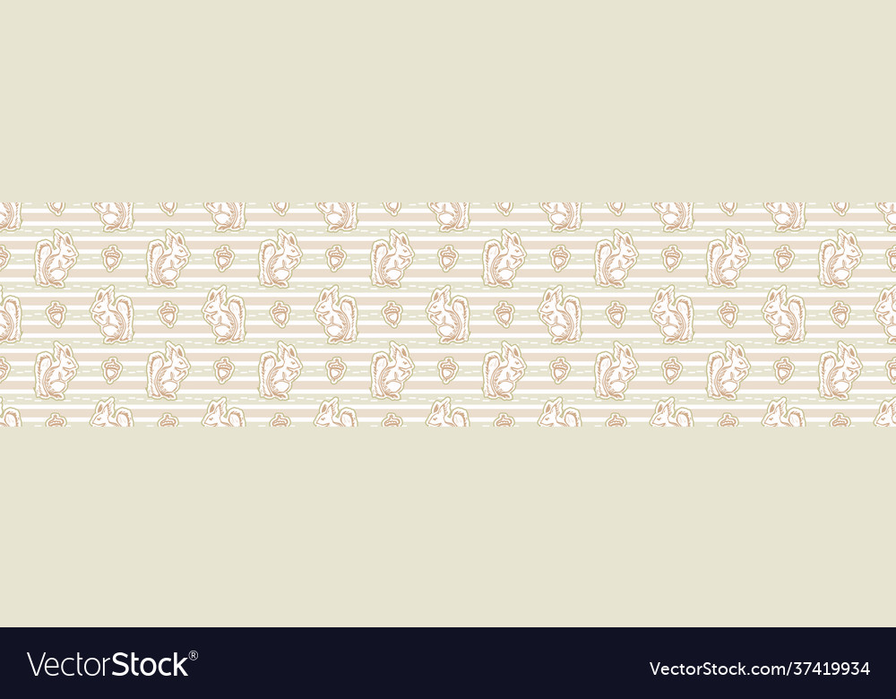 Seamless minimalist blockprint squirrel border vector image Seamless minimalist blockprint squirrel border