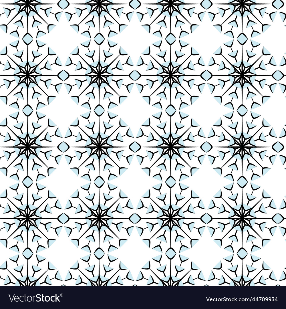Seamless pattern of openwork snowflakes with blue