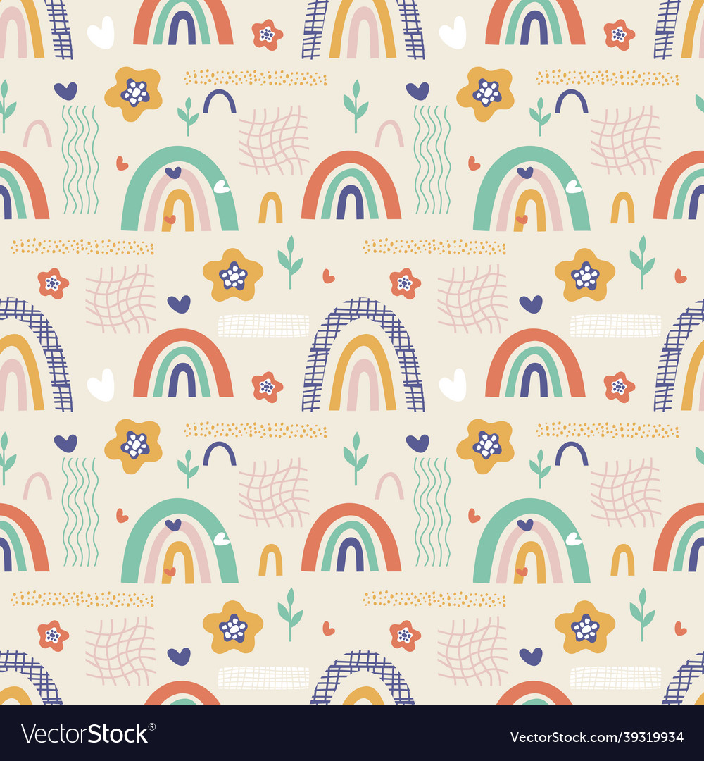 Seamless pattern with abstract colorful rainbows