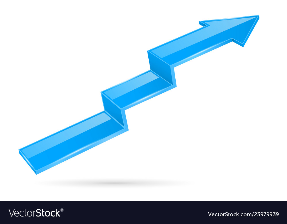 Blue indication arrow moving up 3d financinal