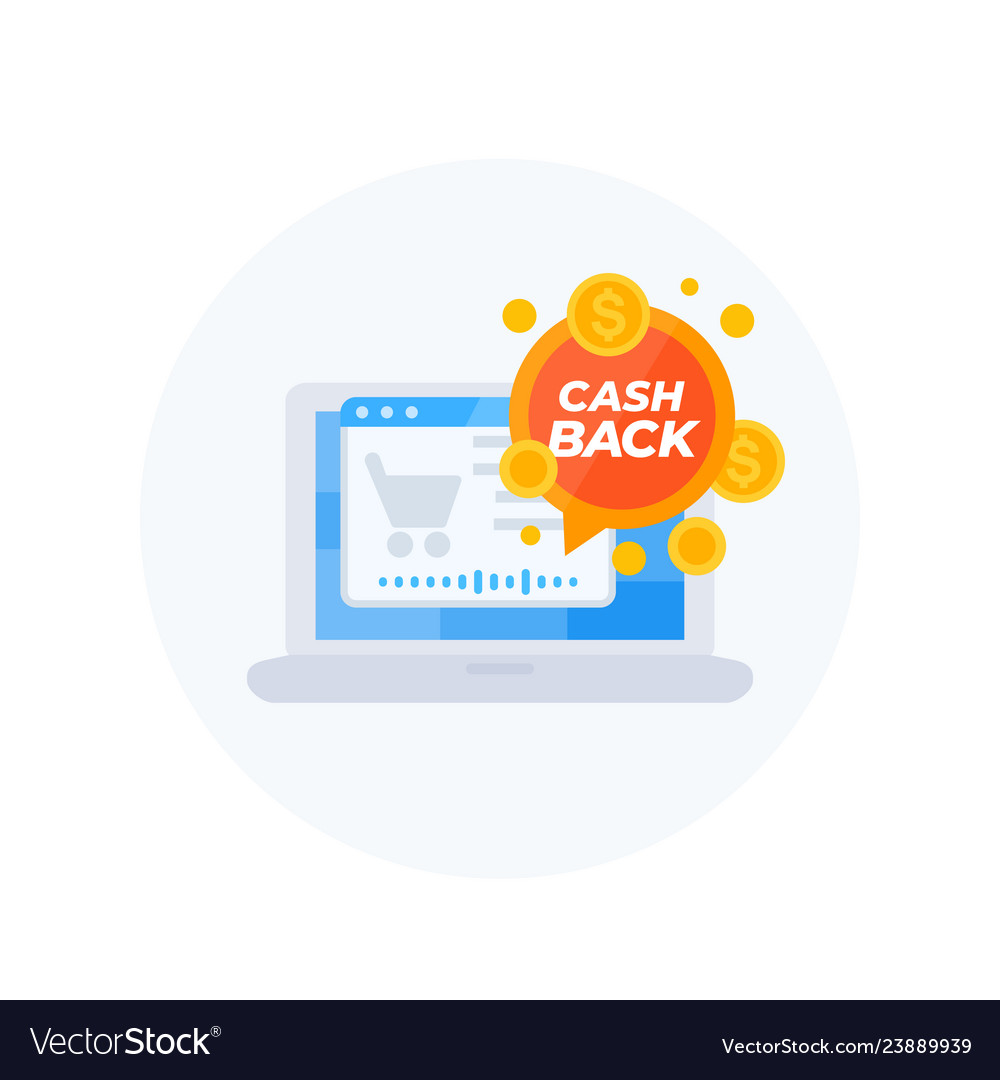 Cashback Angebot Online-Shopping-Symbol vector image Cashback Angebot Online-Shopping-Symbol
