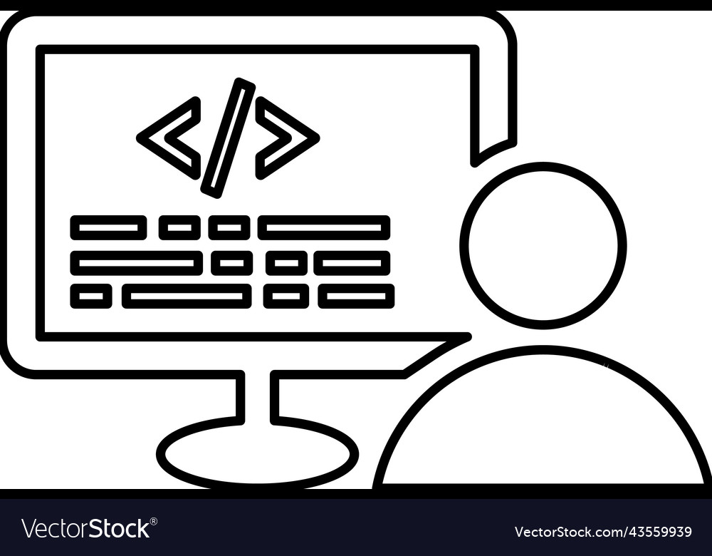 Coder programmer line icon outline