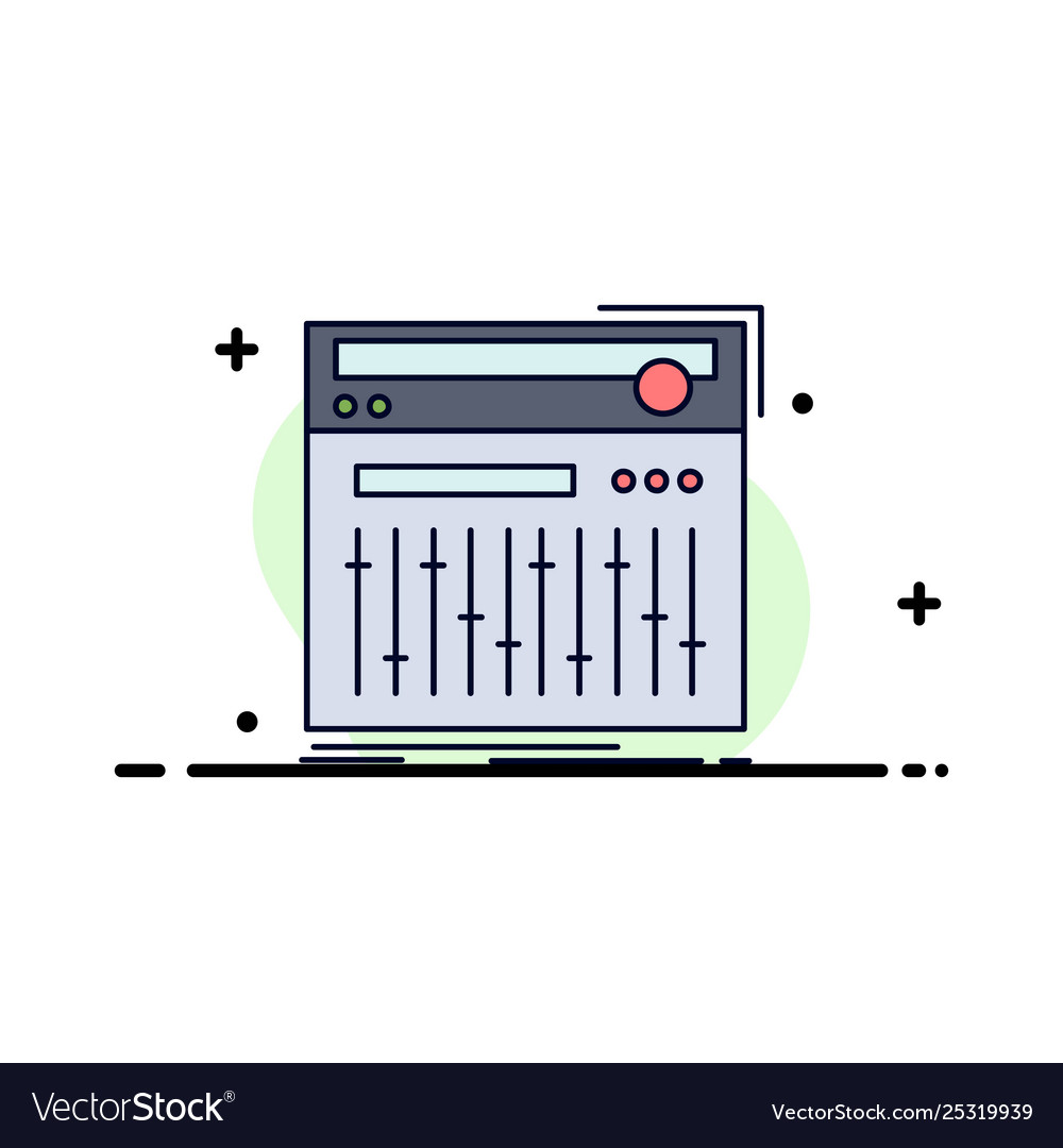 Control controller midi studio sound flat color vector image Control controller midi studio sound flat color