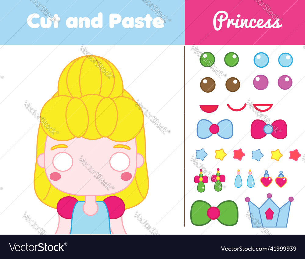 Cut and paste children educational game paper