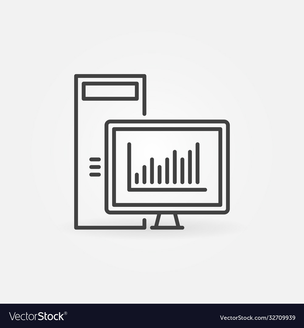 Desktop computer with line graph concept Vector Image