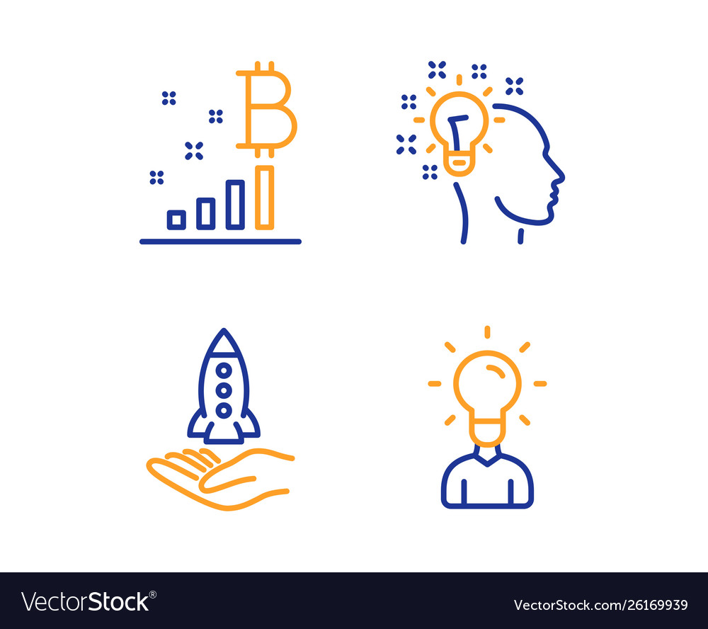 Idea bitcoin graph and crowdfunding icons set