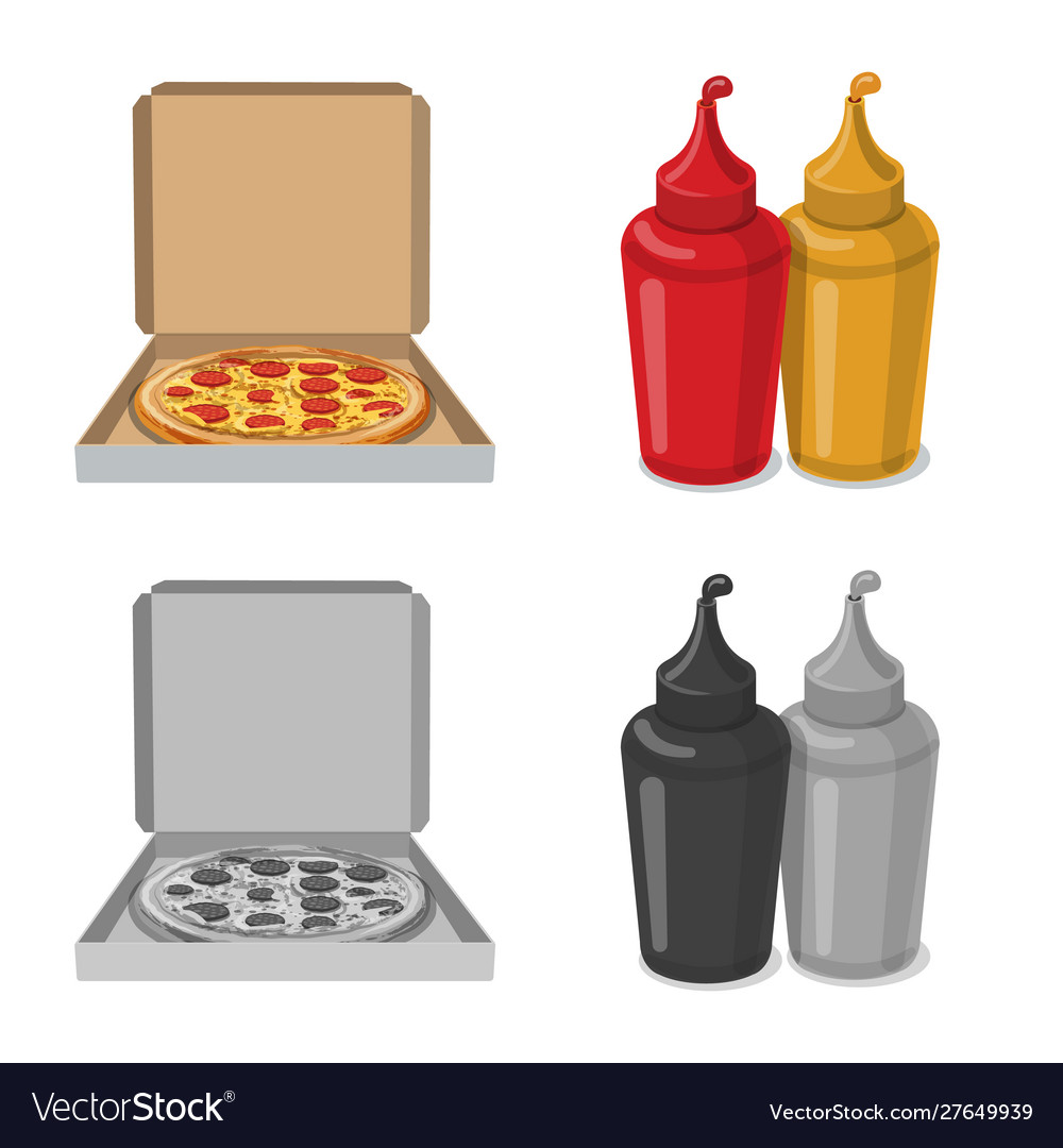 Isolated object pizza and food logo set