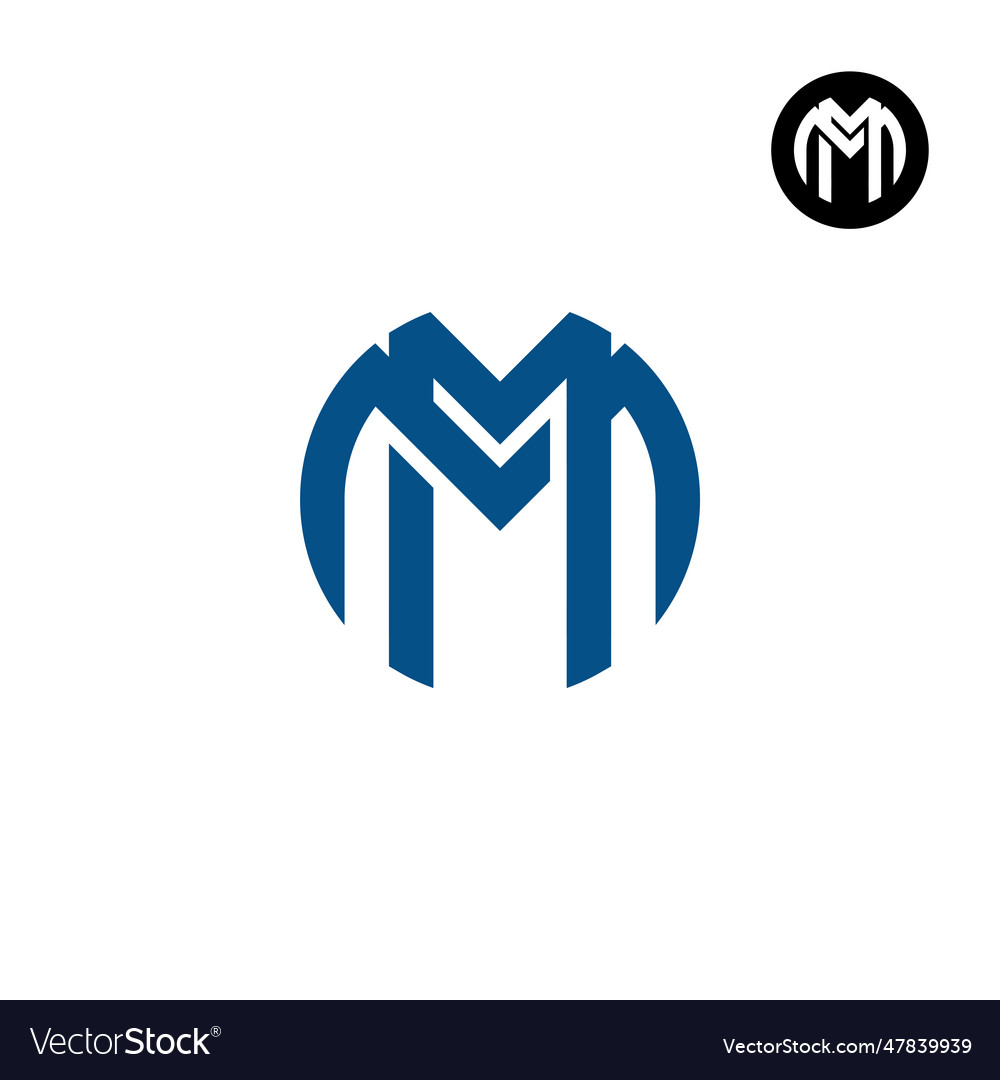 Letter mm circle bold logo design Royalty Free Vector Image