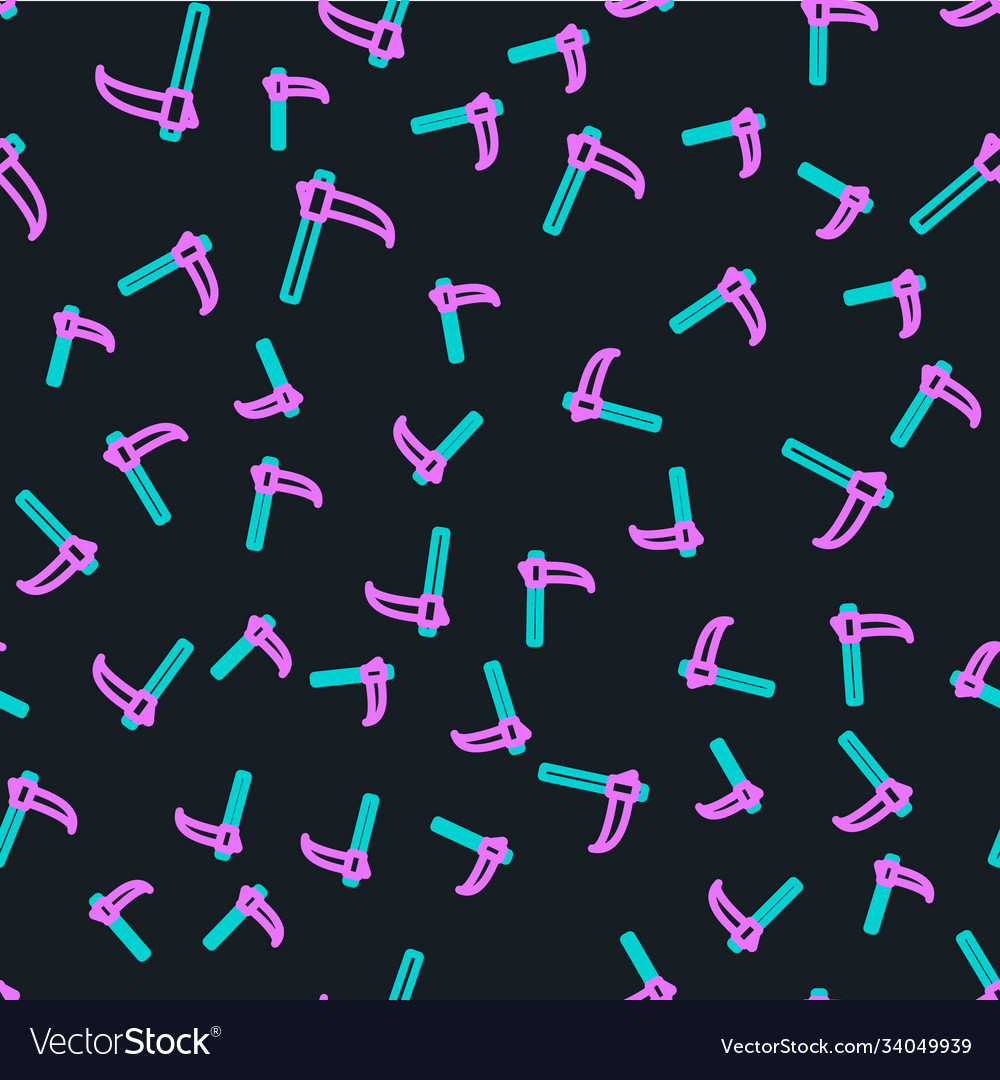 Line scythe icon isolated seamless pattern