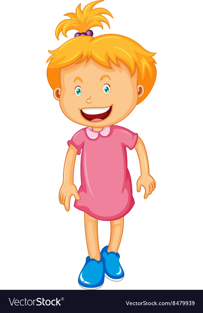 Little girl in pink dress Royalty Free Vector Image