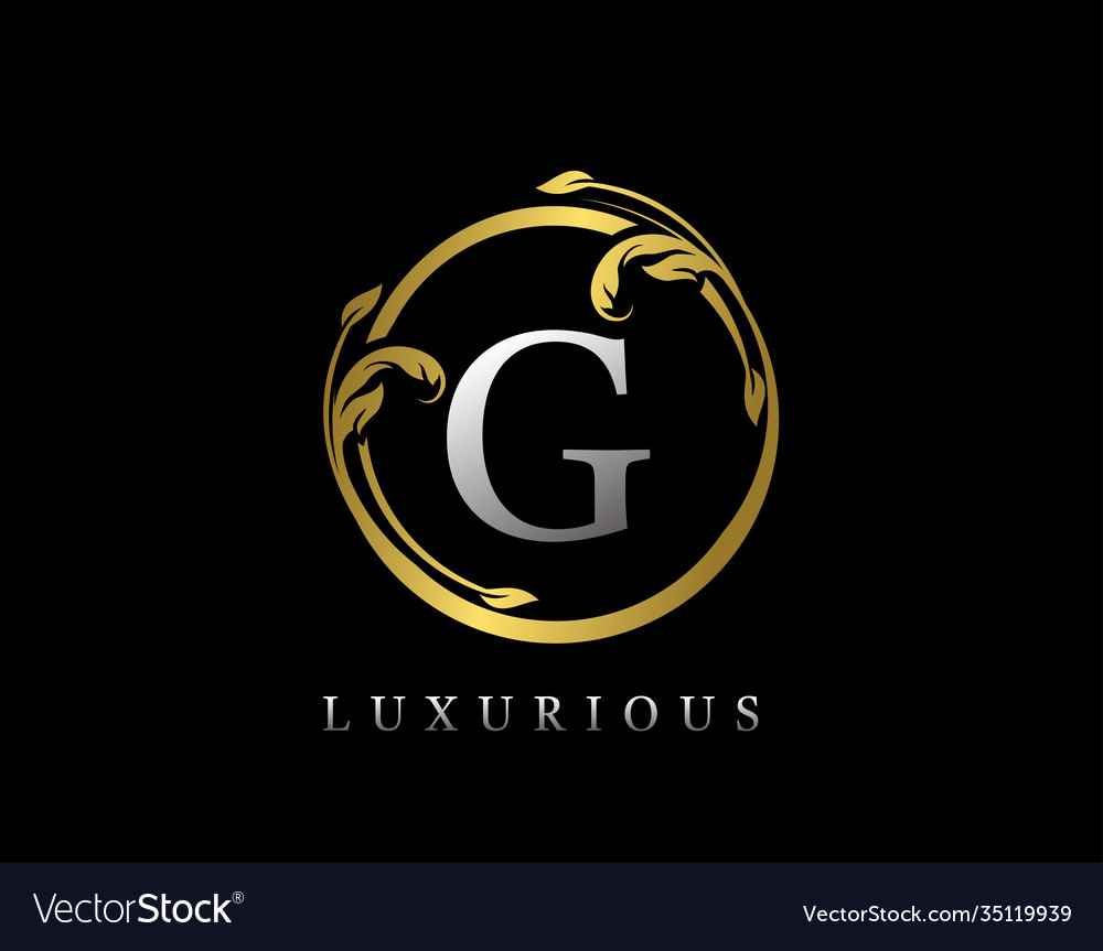 Luxury circle letter g floral design vintage gold