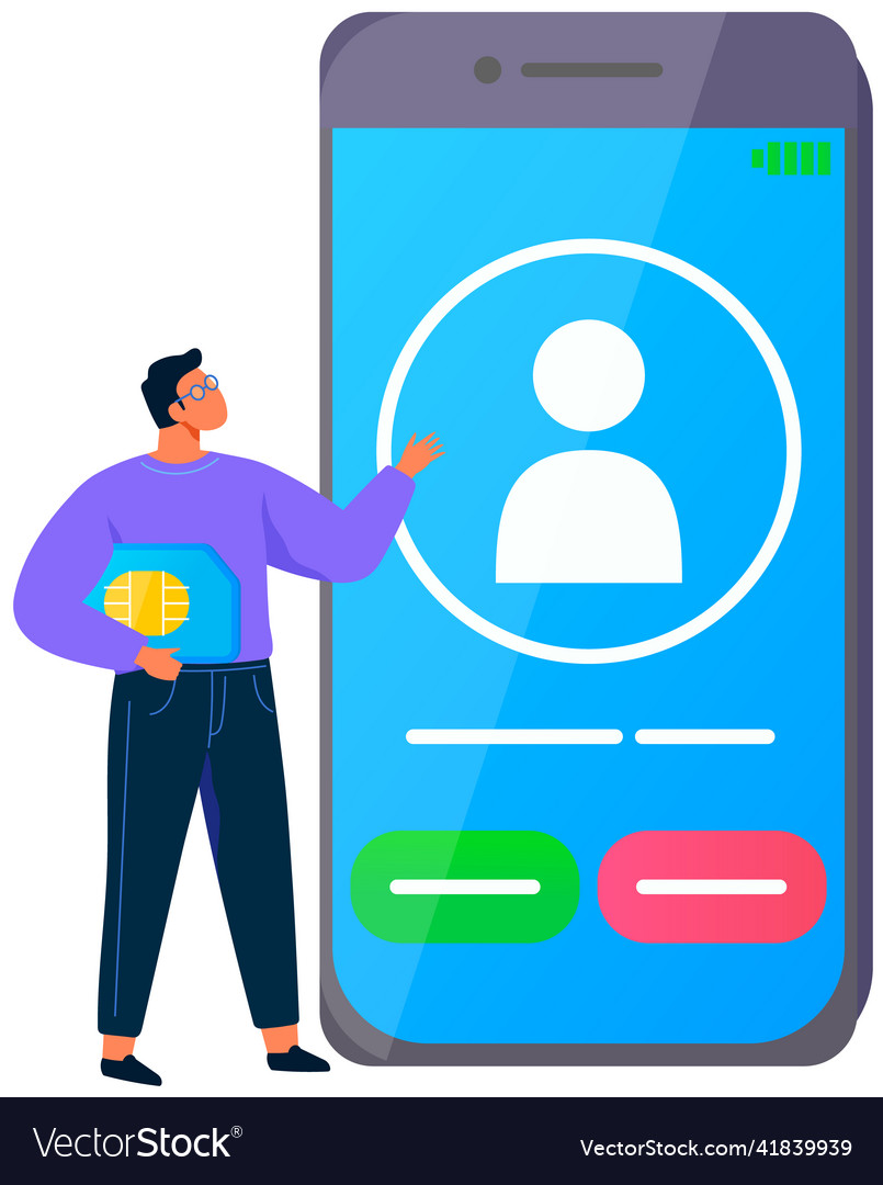 Man standing near smartphone with incoming call Vector Image Man standing near smartphone with incoming call