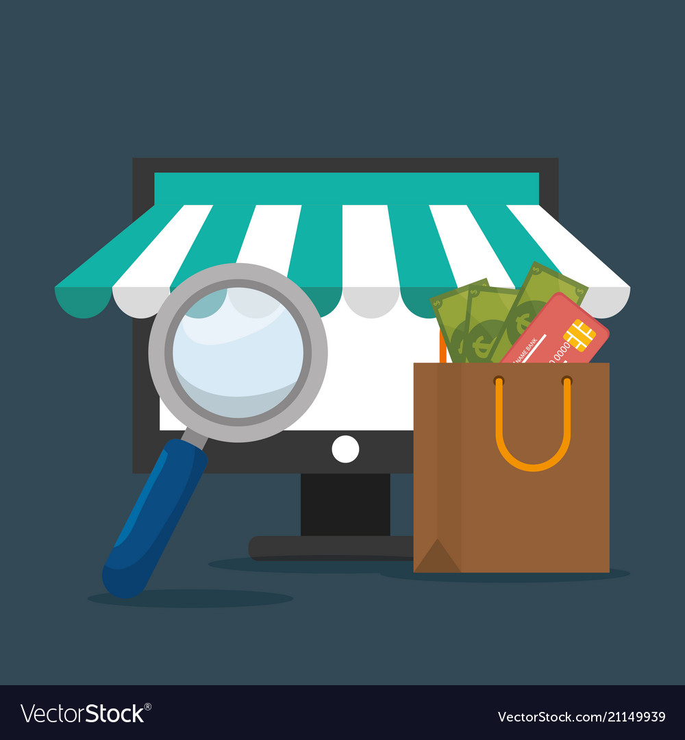 Monitor computer with electronic commerce icons vector image Monitor computer with electronic commerce icons