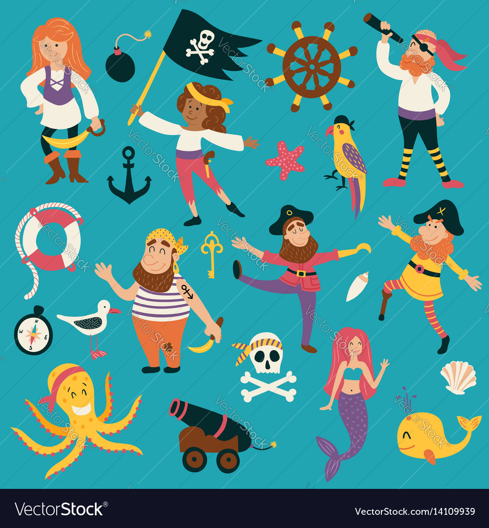 Pirate set Royalty Free Vector Image - VectorStock