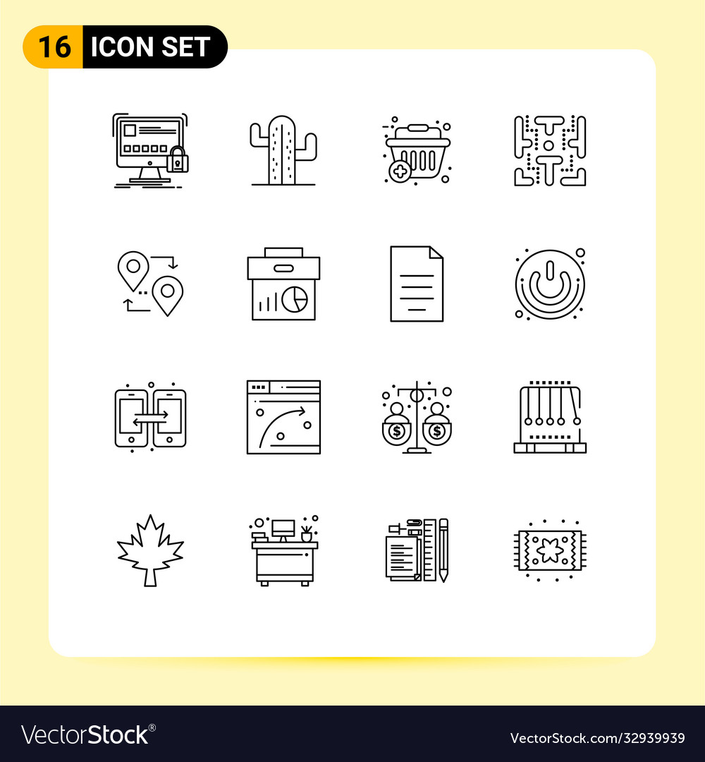 Set 16 outlines on grid for location game
