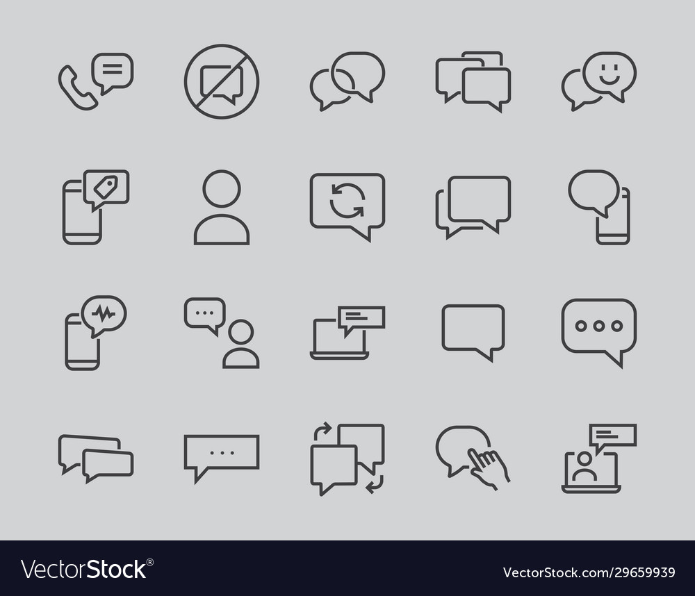 Simple set message line icons vector image Simple set message line icons