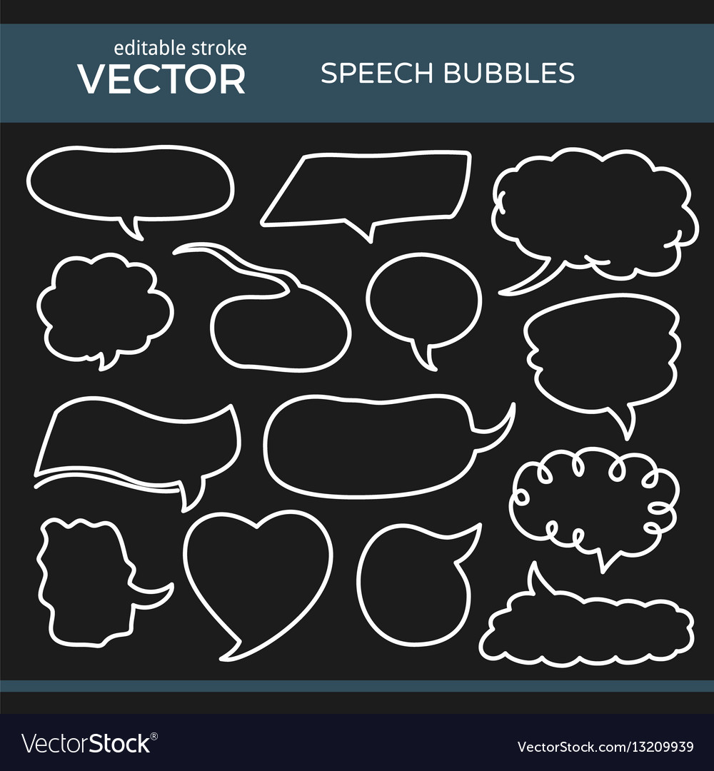 Sketched speech bubbles with editable stroke