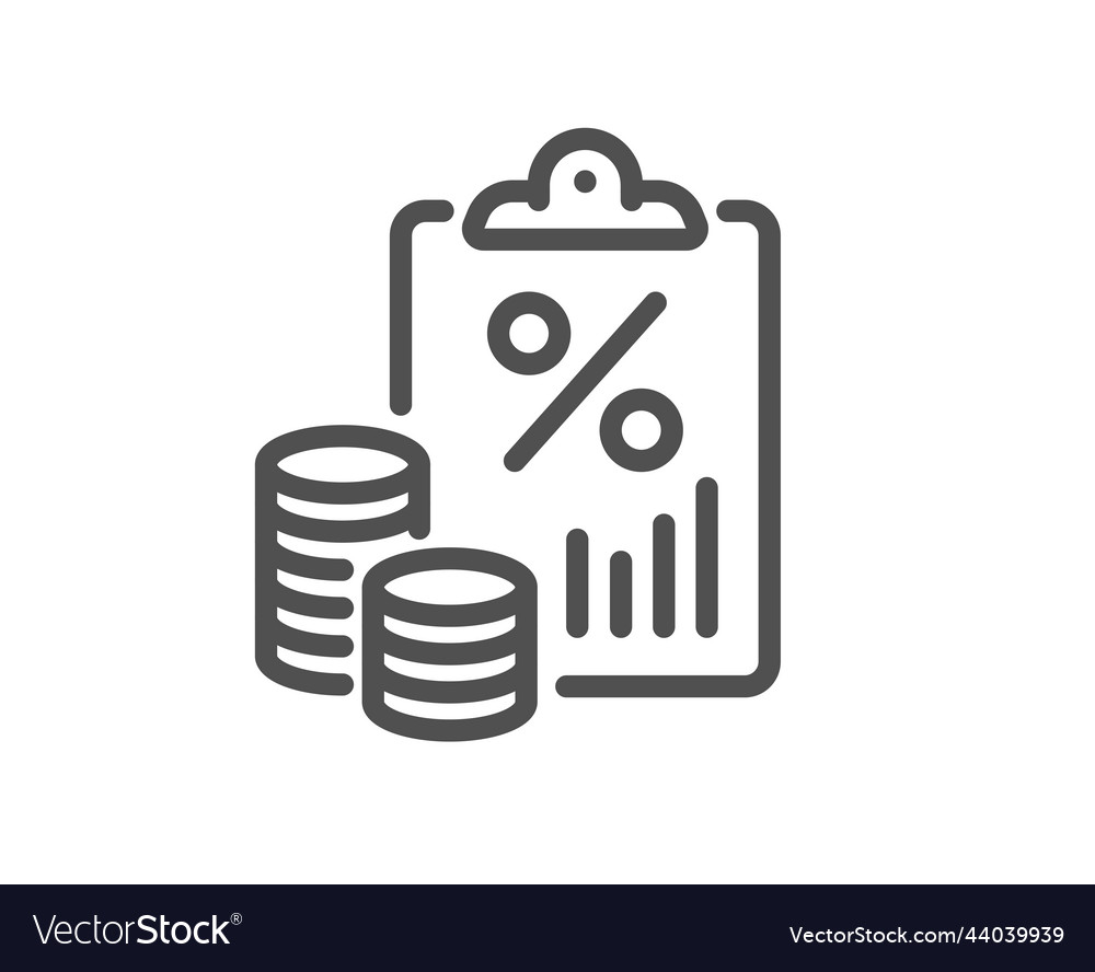 Tax document line icon rate report sign Royalty Free Vector