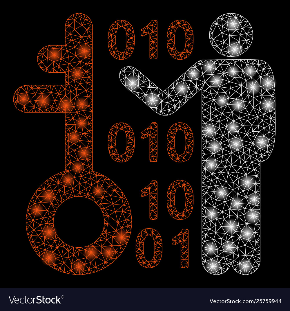 Bright mesh network decode key with light spots vector image Bright mesh network decode key with light spots