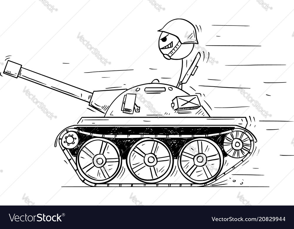 Cartoon of soldier in small tank concept of war Vector Image