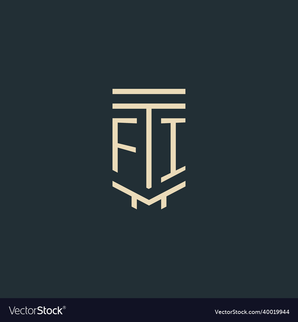 Fi initial monogram with simple line art pillar