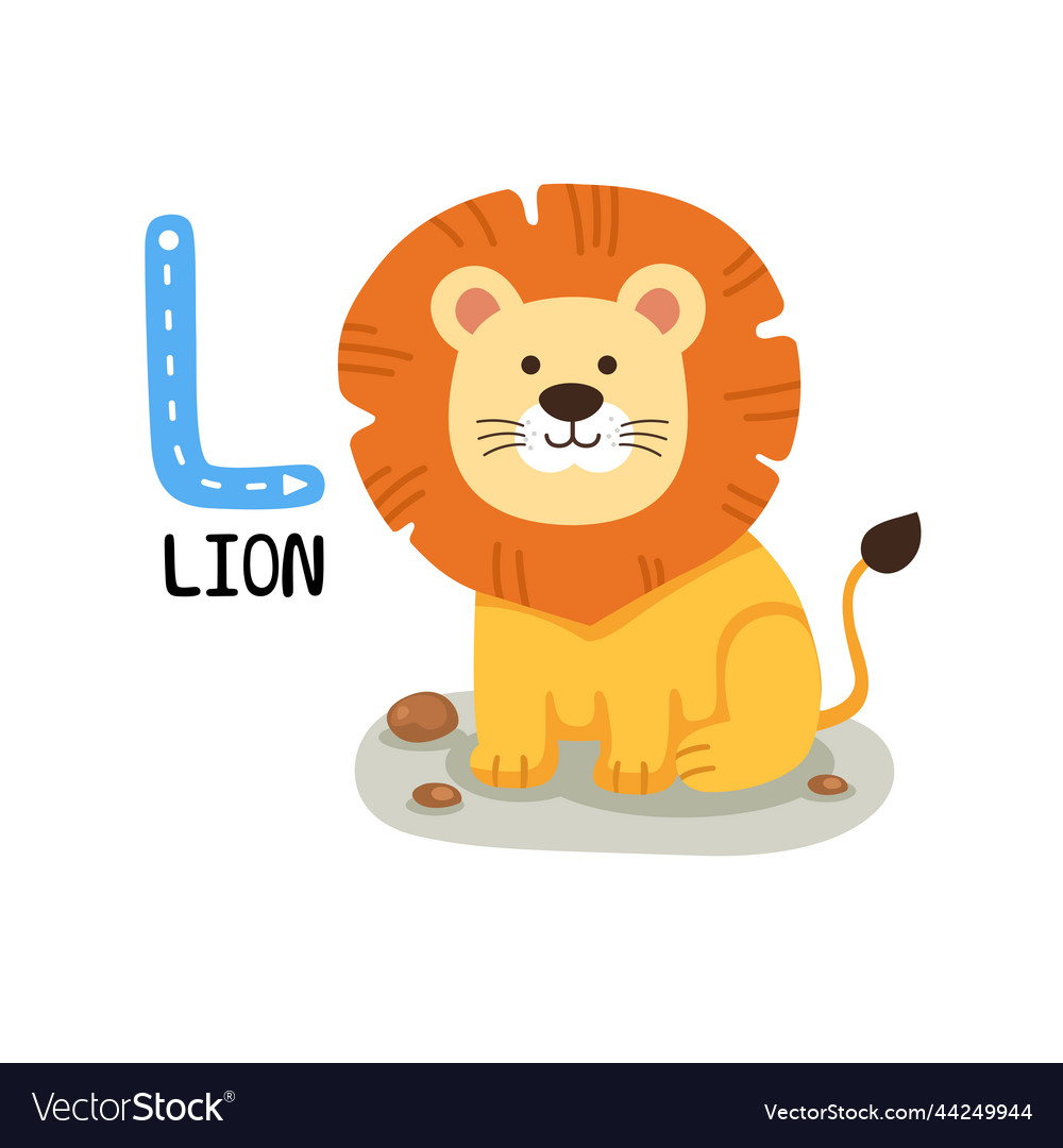 Isolated animal alphabet letter l-lion Royalty Free Vector Isolated animal alphabet letter l-lion Royalty Free Vector