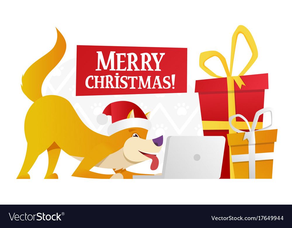 Merry christmas postcard template with the cute