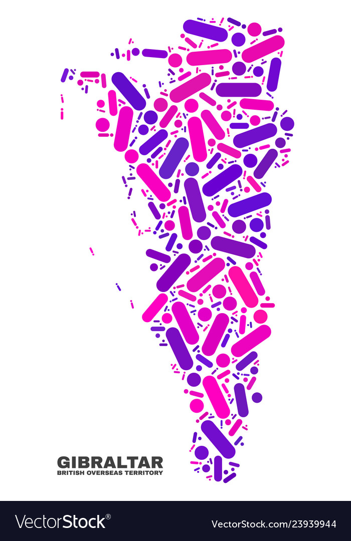 Mosaic gibraltar map of dots and lines Vector Image Mosaic gibraltar map of dots and lines