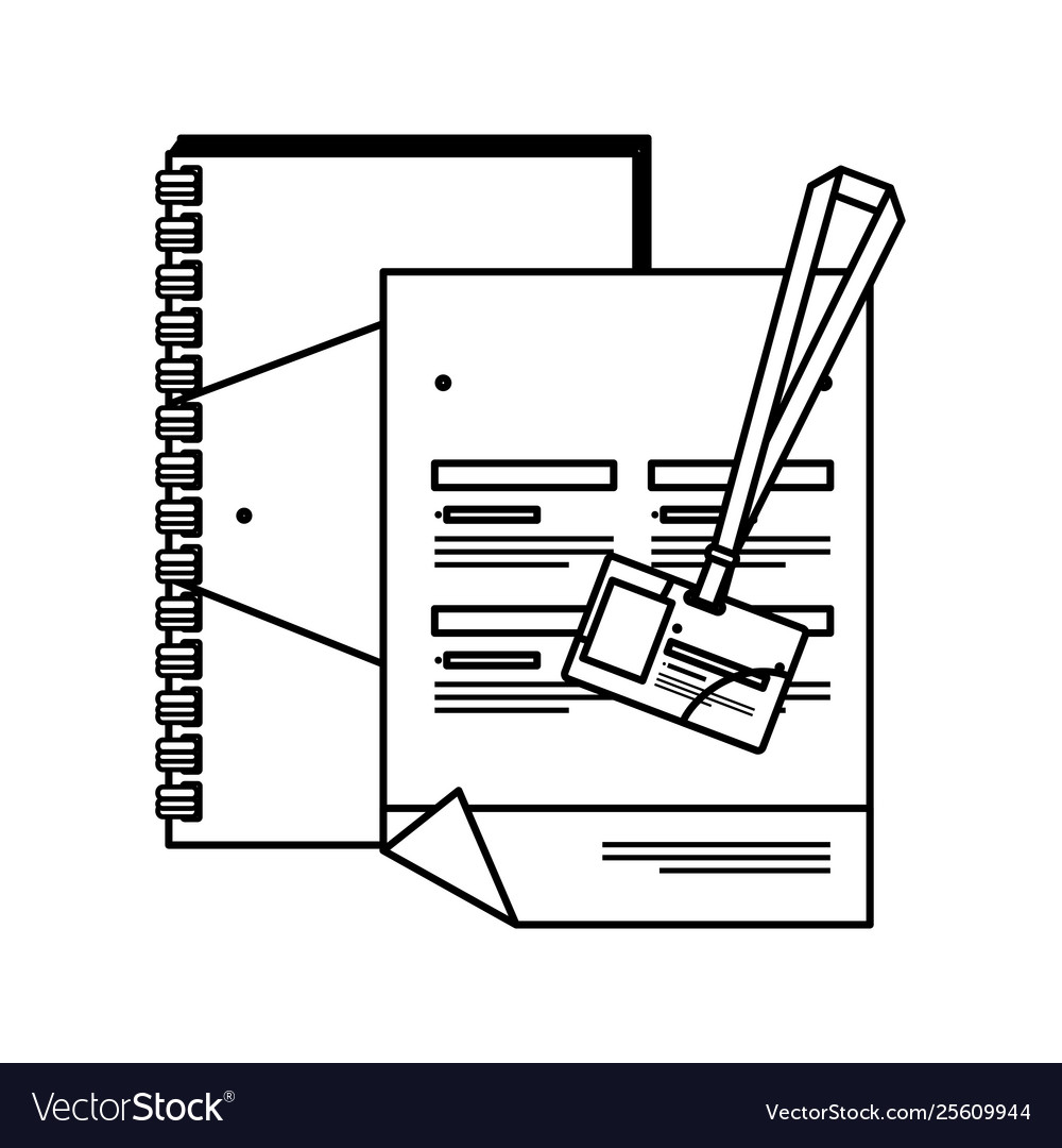 Notepad and document id with company emblem print vector image Notepad and document id with company emblem print