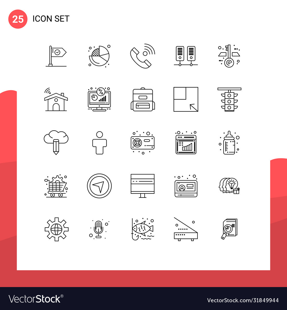 Pictograph set 25 simple lines data outgoing