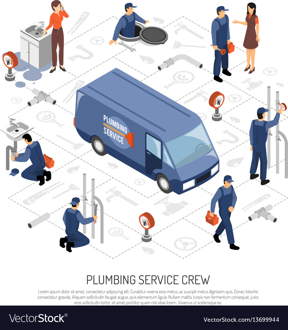 Plumber isometric concept vector image Plumber isometric concept