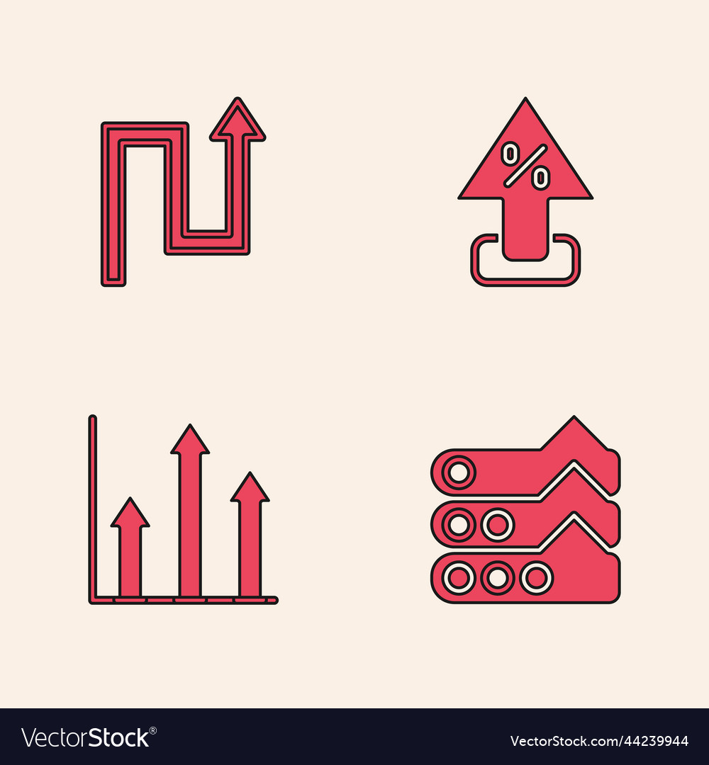 Set graph chart diagram arrow percent up vector image Set graph chart diagram arrow percent up