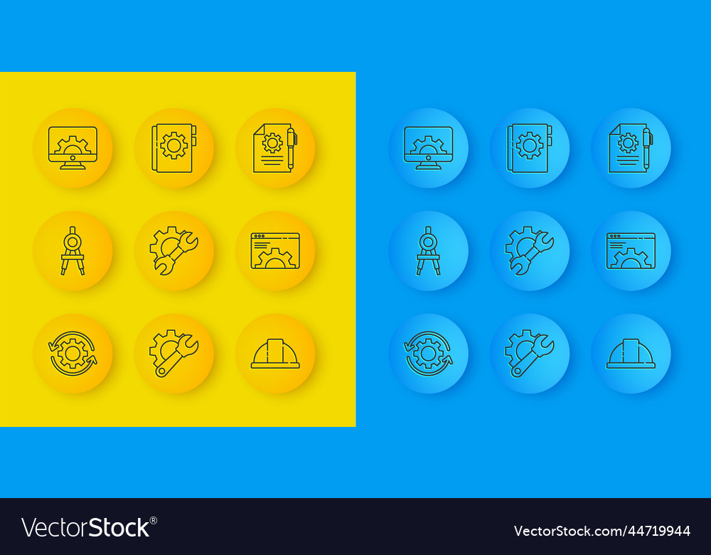 Set line gear and arrows as workflow drawing vector image Set line gear and arrows as workflow drawing