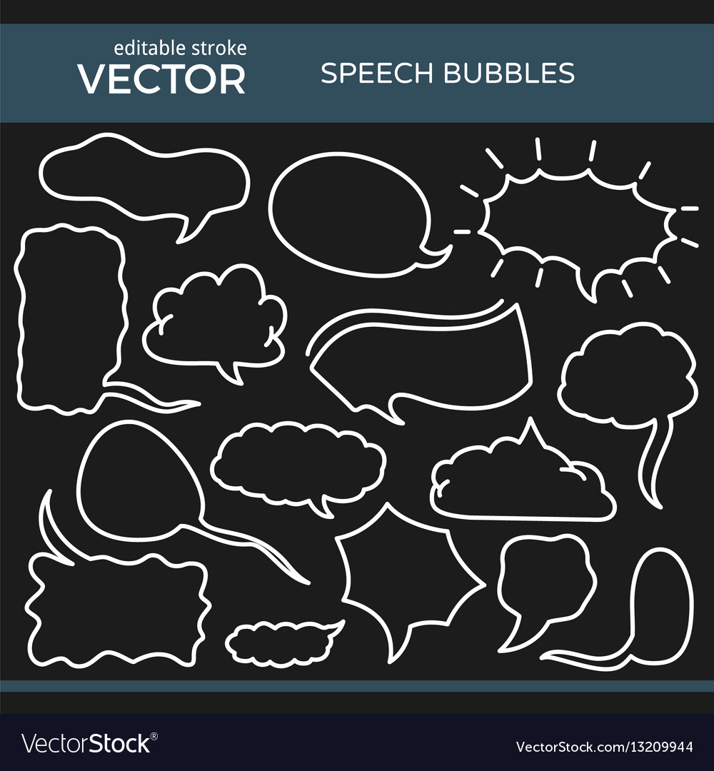 Sketched speech bubbles with editable stroke