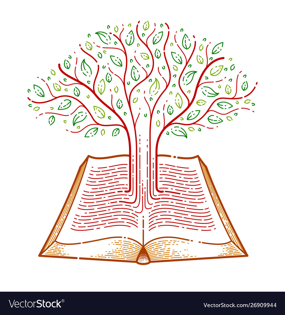 Tree growing from text lines an open vintage Vector Image Tree growing from text lines an open vintage