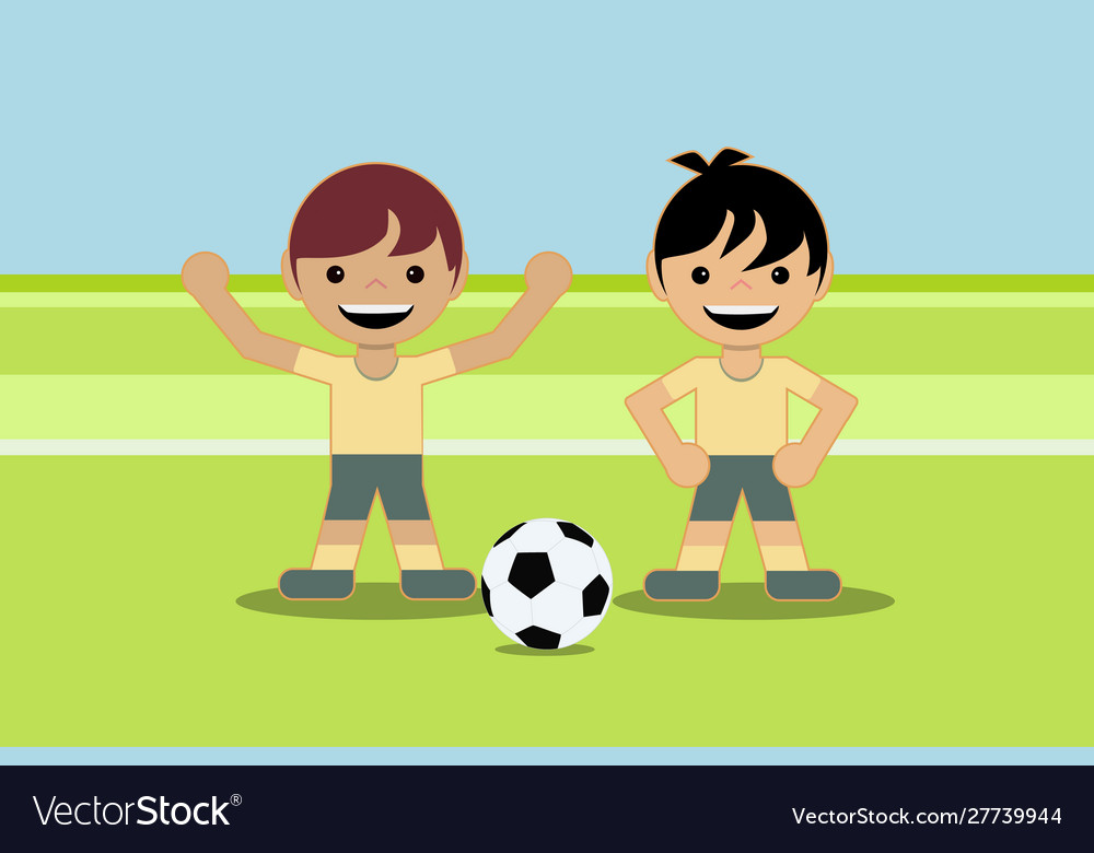 Two Children Playing With A Soccer Ball Royalty Free Vector