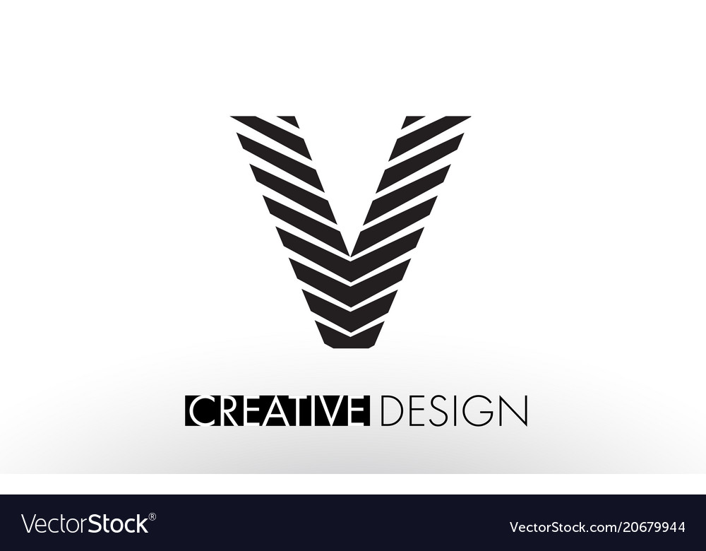 V lines letter design with creative elegant zebra