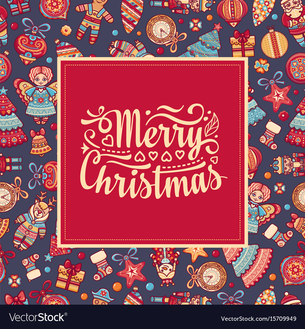 Christmas Greeting Card Ornament Decorate Vector Image