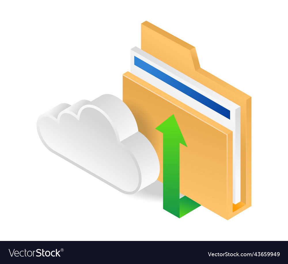 Data folder out of cloud server vector image Data folder out of cloud server
