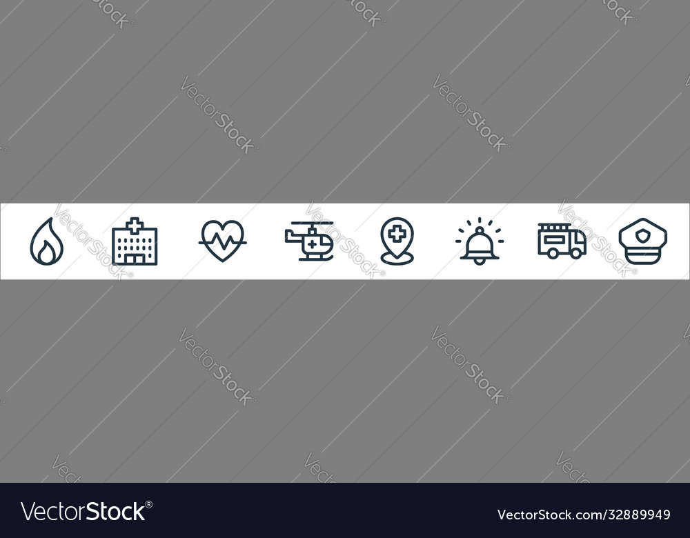 Emergencies line icons linear set quality