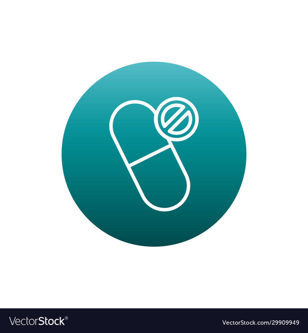Isolated forbidden pill block gradient style icon vector image Isolated forbidden pill block gradient style icon