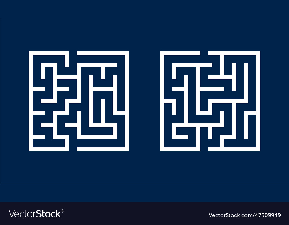 Maze game square pattern banner discover vector image Maze game square pattern banner discover