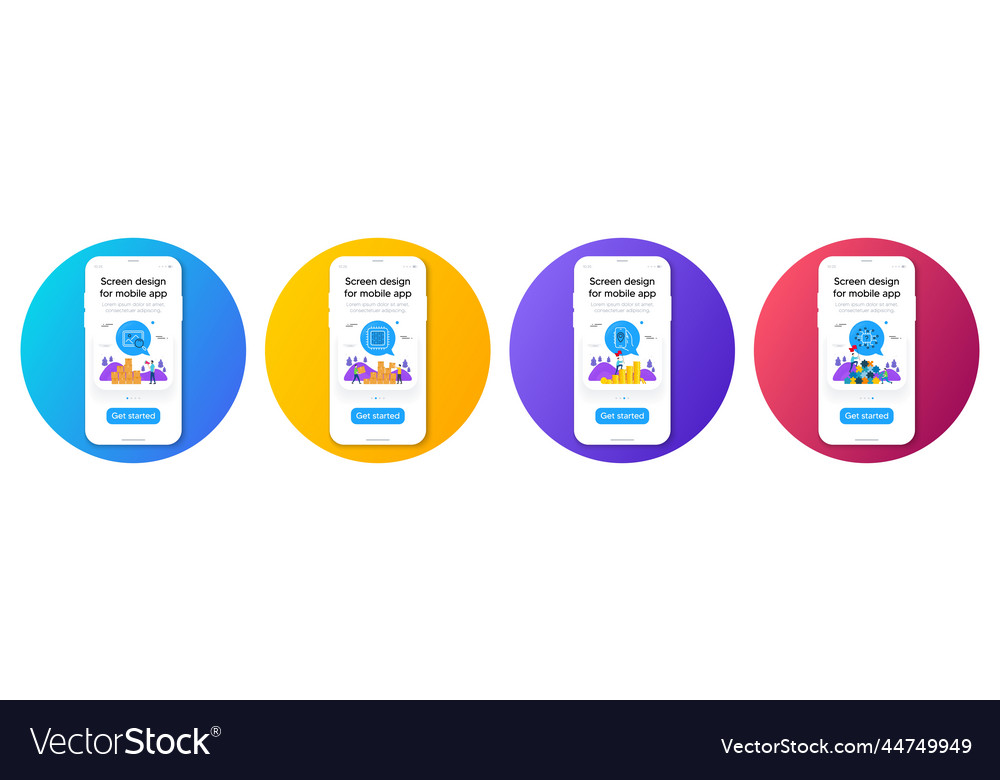 Minimal set of search photo cpu processor vector image Minimal set of search photo cpu processor