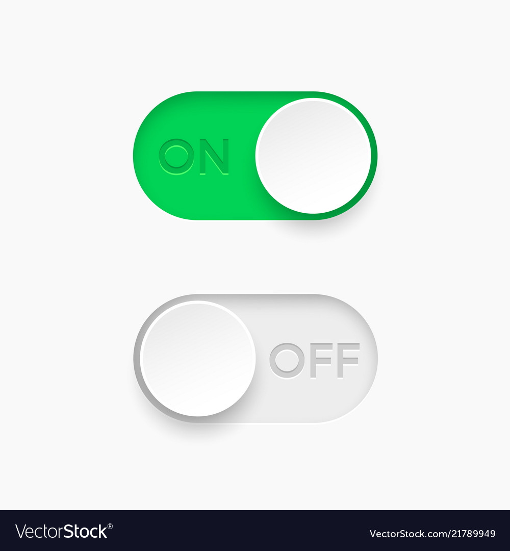 On and off toggle switch buttons material design Vector Image