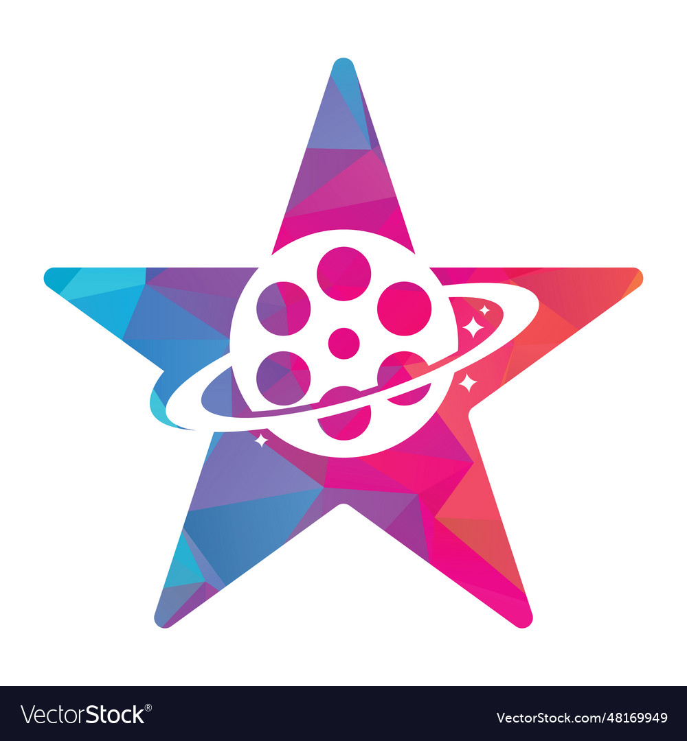 Planet film star shape concept logo design Vector Image